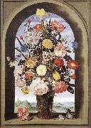 BOSSCHAERT, Ambrosius the Elder Bouquet in an Arched Window  yuyt oil